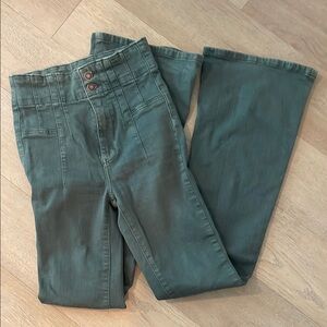 Free People Olive/Green Jayde Flare Jeans